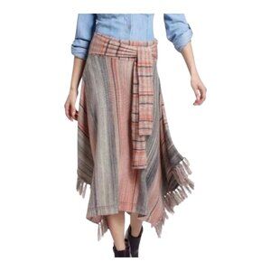 Sparrow Anthropologie Sunset Striations Tie-waist Knit Midi Skirt Boho W…